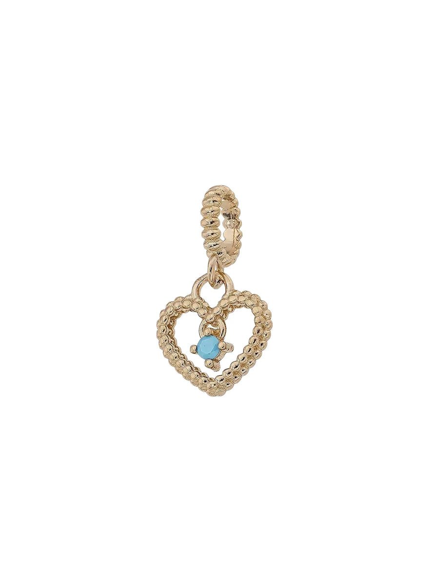 Turquoise Stone Heart Charm in 14K Gold