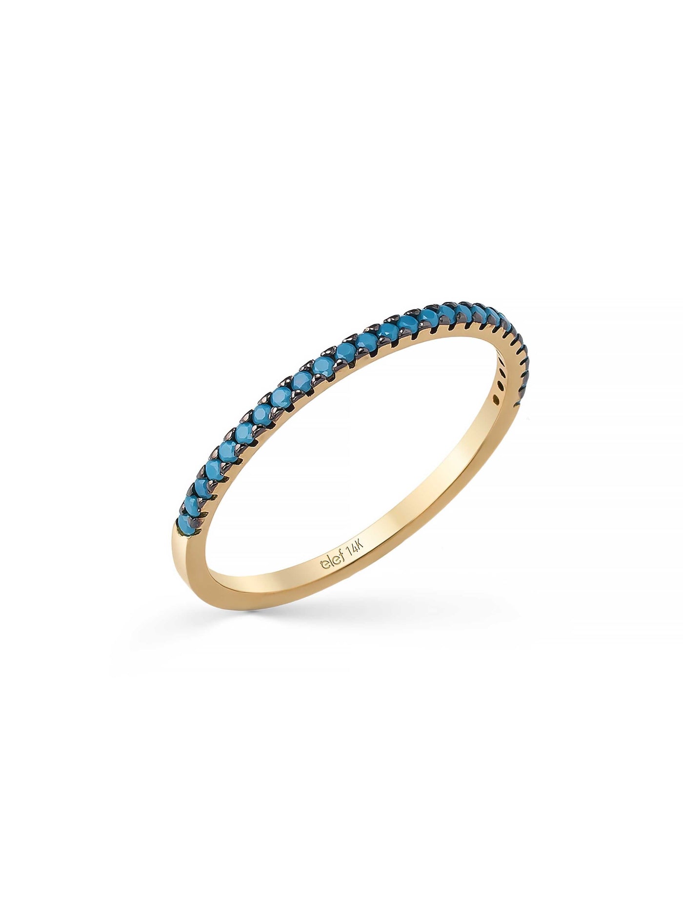 Turquoise Stone Minimal Eternity Ring in 14K Gold by Elef Jewelry