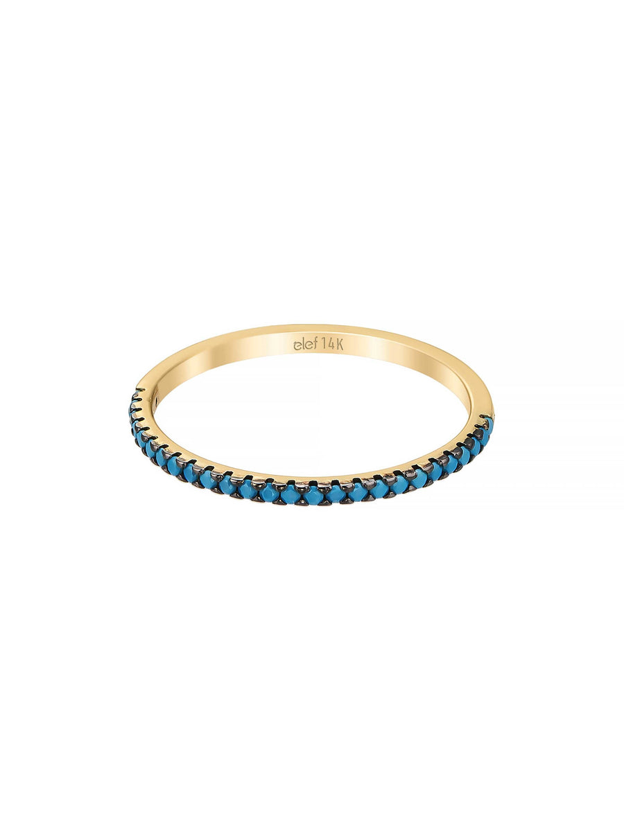 Turquoise Stone Minimal Eternity Ring in 14K Gold