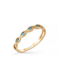 Turquoise Stone Braided Motif Ring in 14K Gold by Elef Jewelry