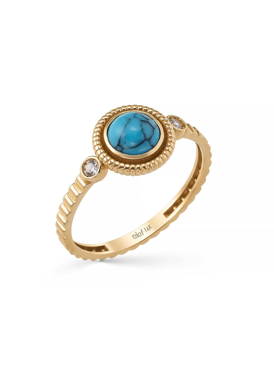 Turquoise Stone Vintage Ring in 14K Gold