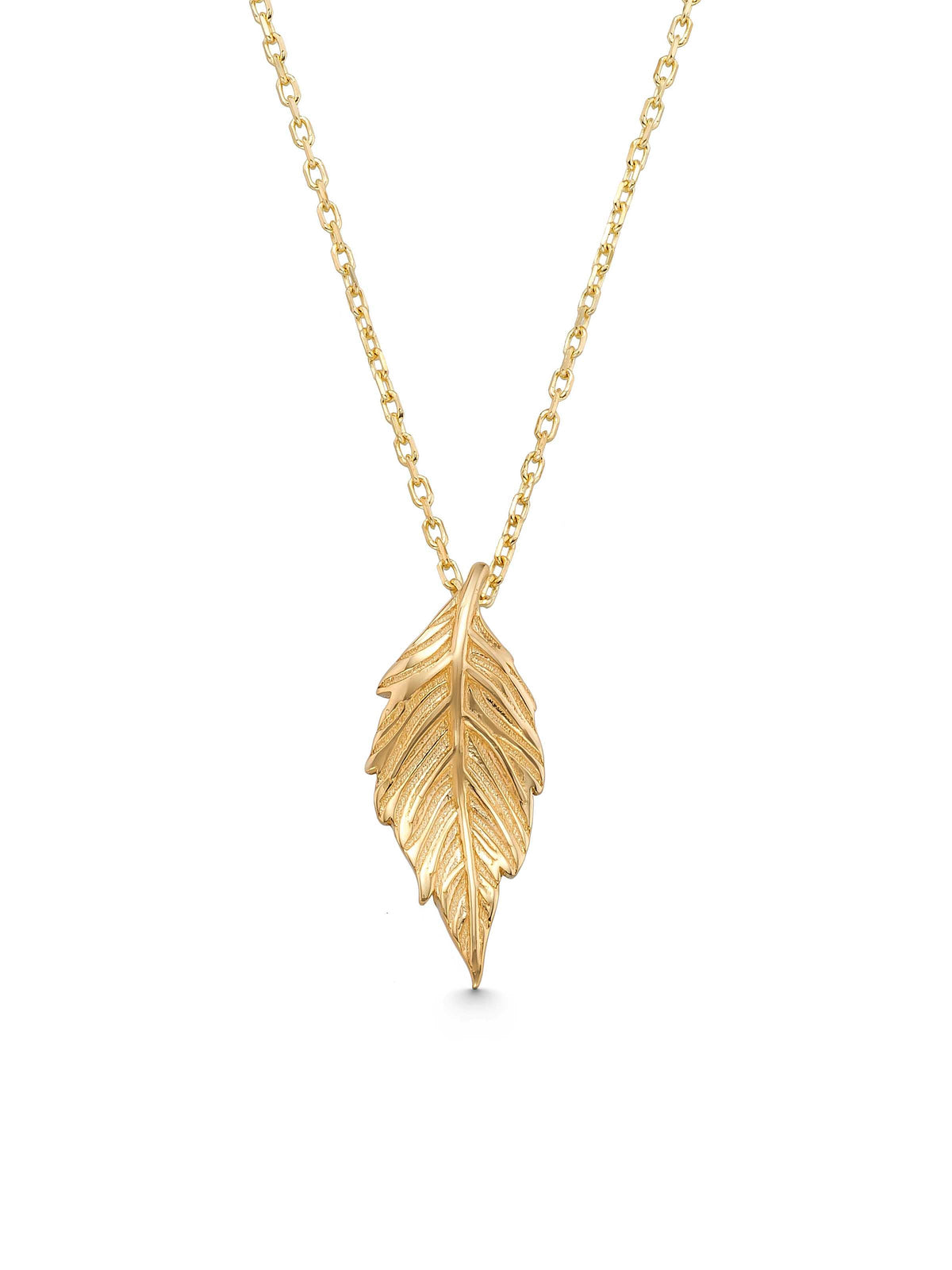 Feather Necklace in 14K Gold by Elef Jewelry