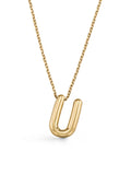 Letter U Classic Initial Necklace in 14K Gold by Elef Jewelry