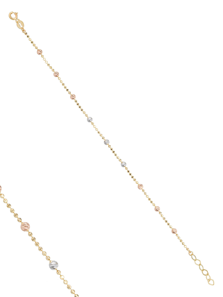 Tri-Color Dorika Bead Bracelet in 14K Gold