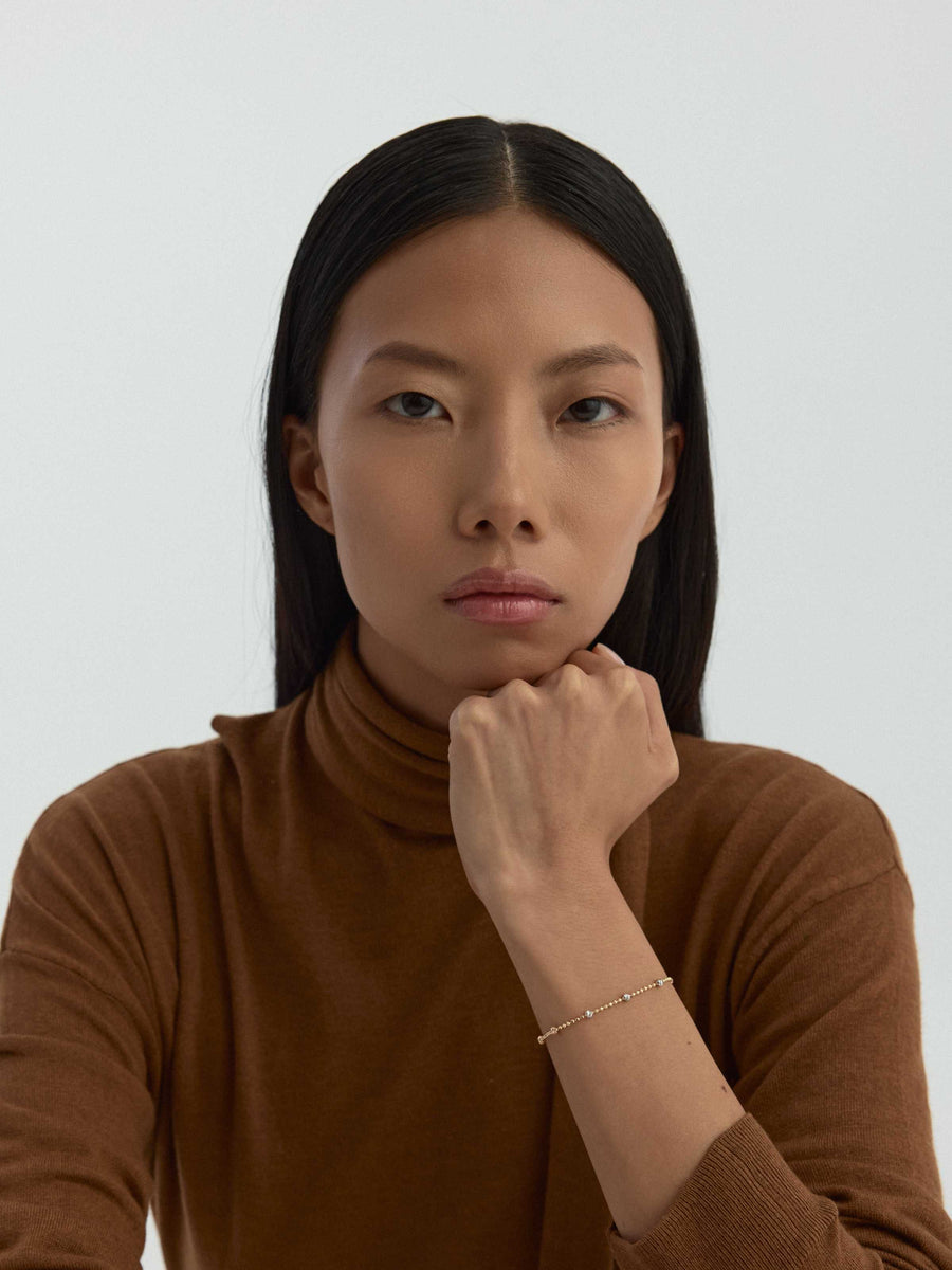 Tri-Color Dorika Bead Bracelet in 14K Gold