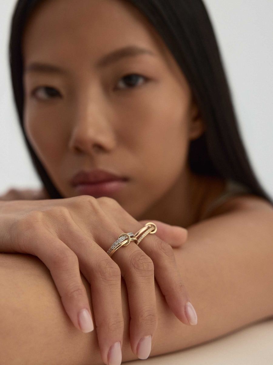 Three Multicolor Modern Eternity Ring in 14K Gold