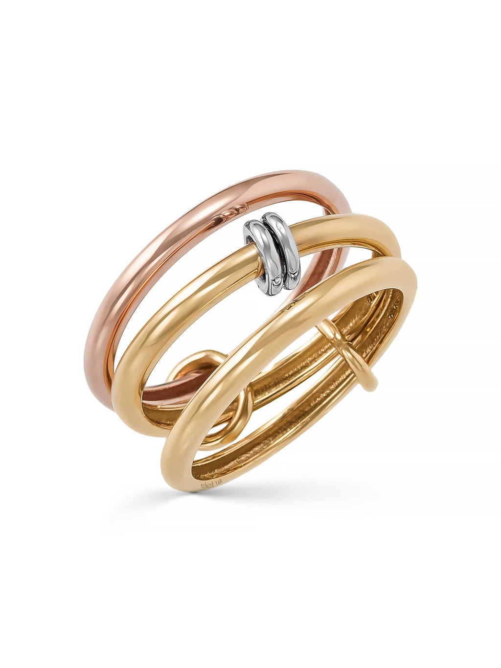 Three Multicolor Chain Form Ring in 14K Gold by Elef Jewelry