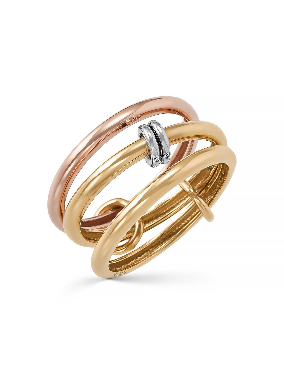 Three Multicolor Chain Form Ring in 14K Gold by Elef Jewelry