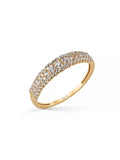 Three Row Zircon Stone Classic Ring in 14K Gold by Elef Jewelry