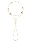 Triple Butterfly Double Chain Stone Hand Chain in 14K Gold by Elef Jewelry
