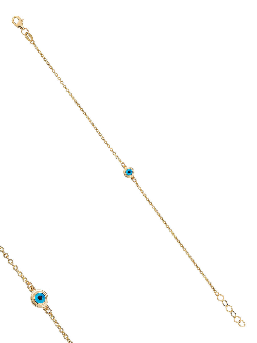 14K Gold Triple Evil Eye Bracelet