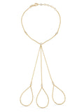 Triple Finger Minimal Zircon Hand Chain in 14K Gold by Elef Jewelry