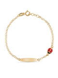 14K Gold Ladybug Enamel Kids Id Bracelet by Elef Jewelry
