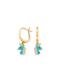 Unicorn Enamel Kids Drop Earrings in 14K Gold by Elef Jewelry