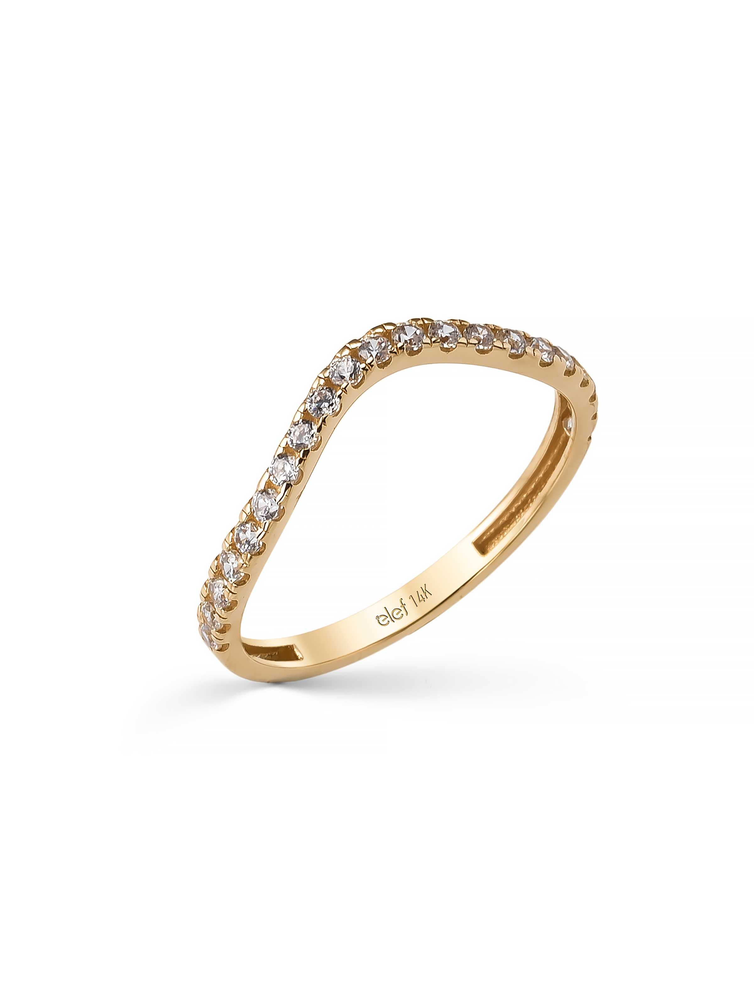V-Shaped Stone-Set Ring in 14K Gold by Elef Jewelry