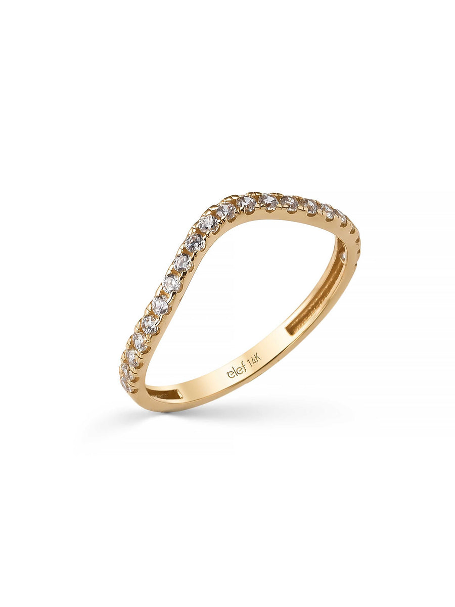 V-Shaped Stone-Set Ring in 14K Gold