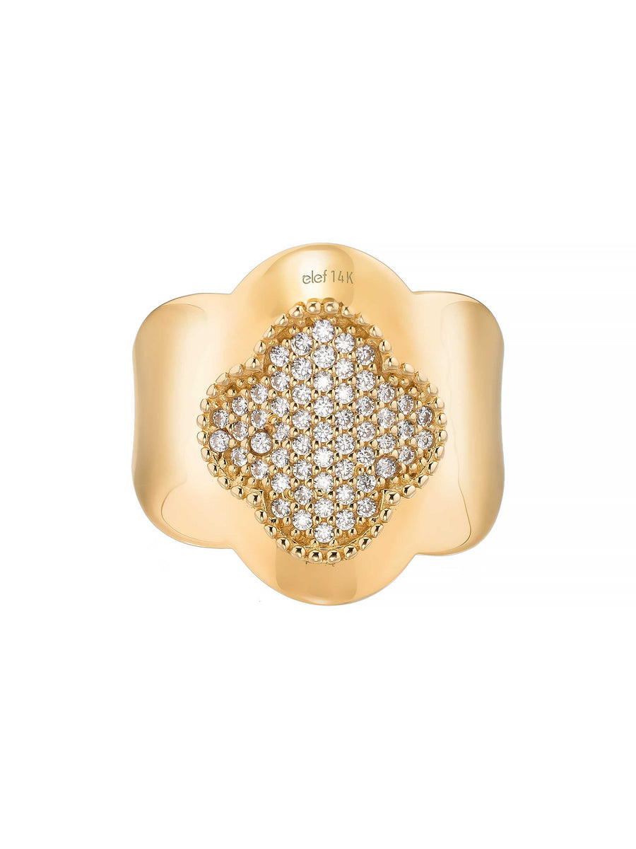 Vintaj Esintili Fileto Stone Ring in 14K Gold