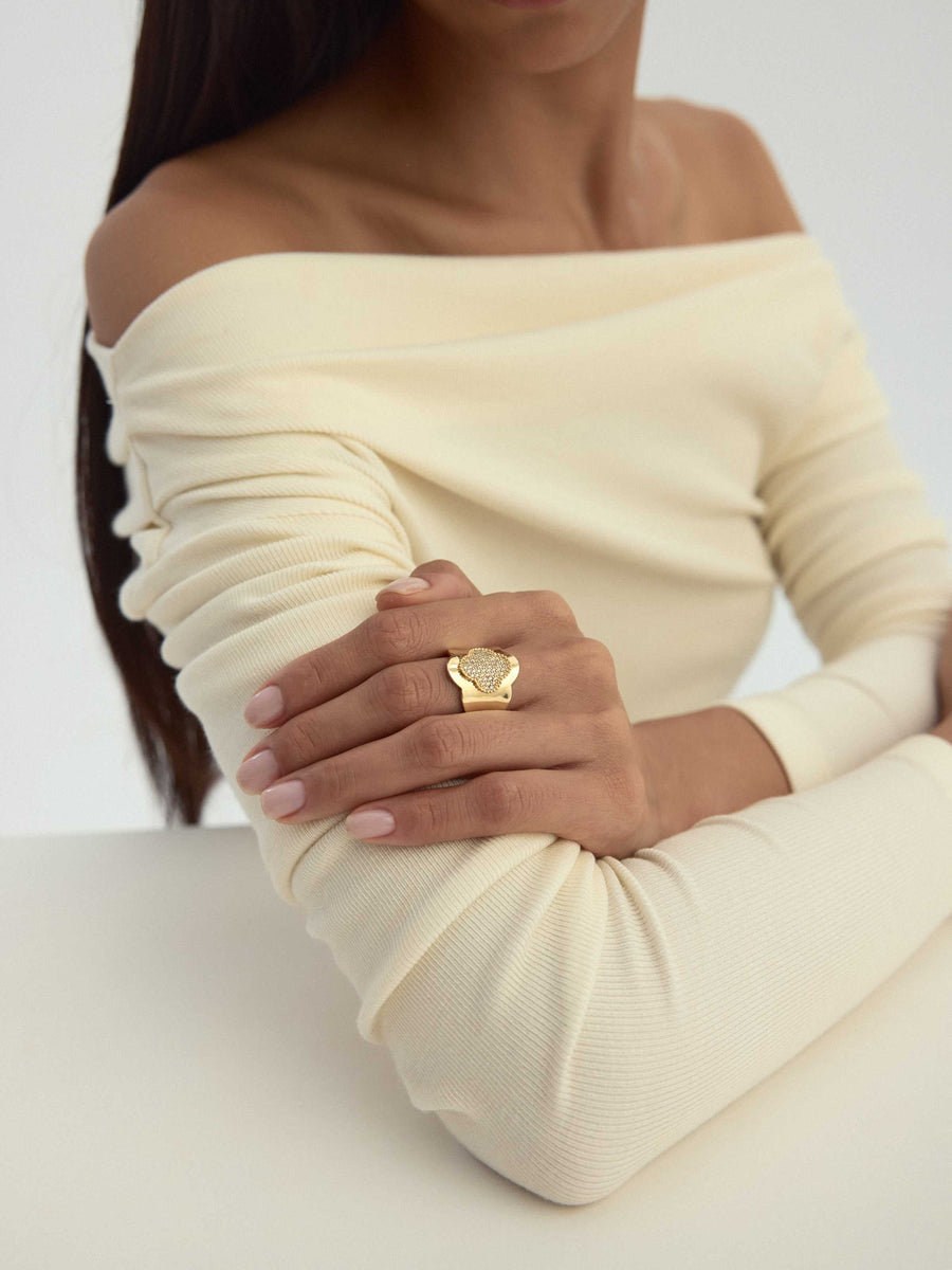 Vintaj Esintili Fileto Stone Ring in 14K Gold
