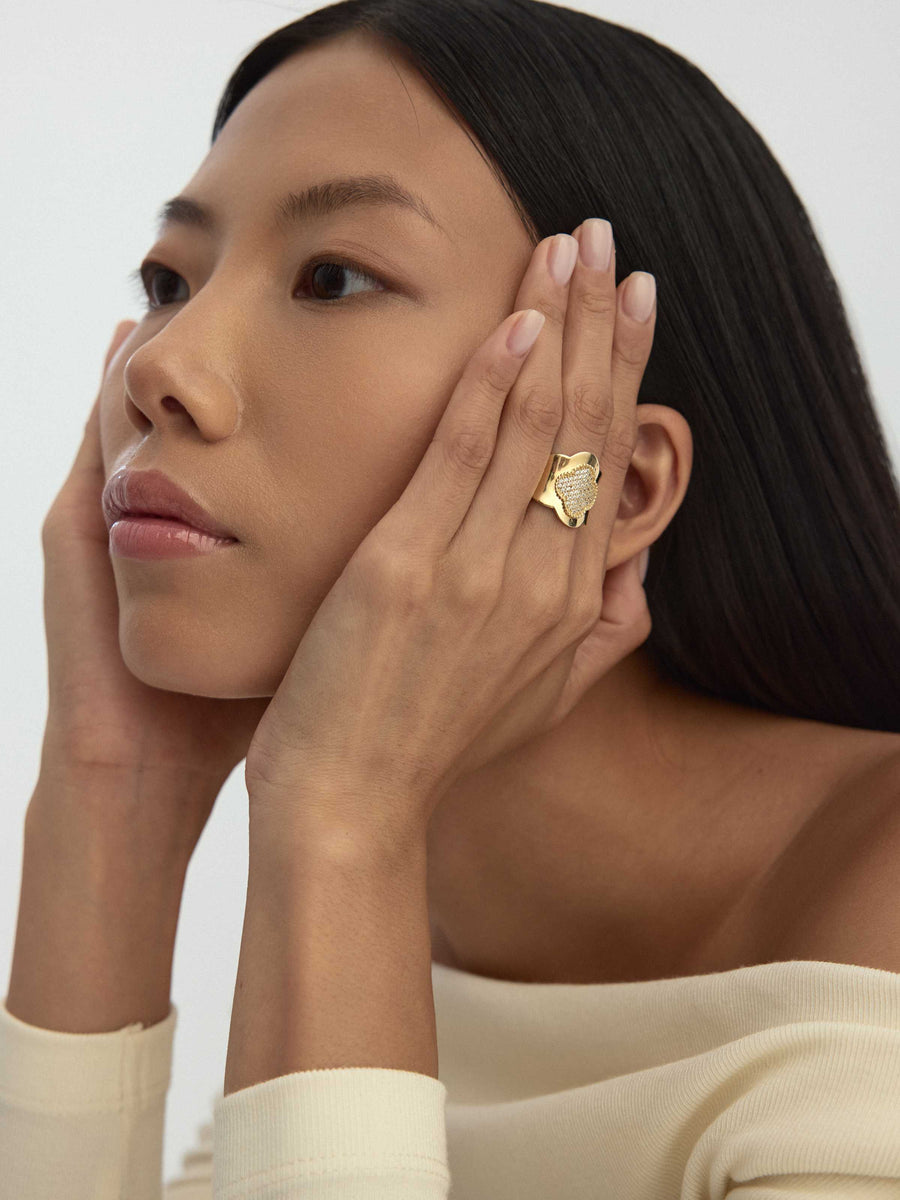 Vintaj Esintili Fileto Stone Ring in 14K Gold