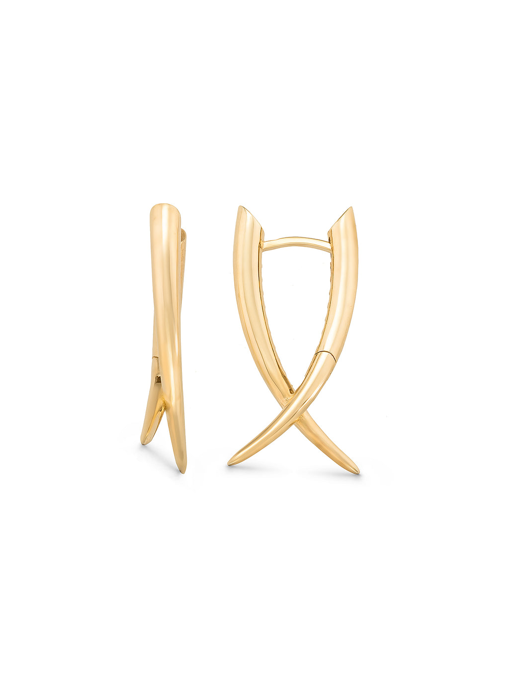 X Form Domed Earrings in 14K Gold by Elef Jewelry
