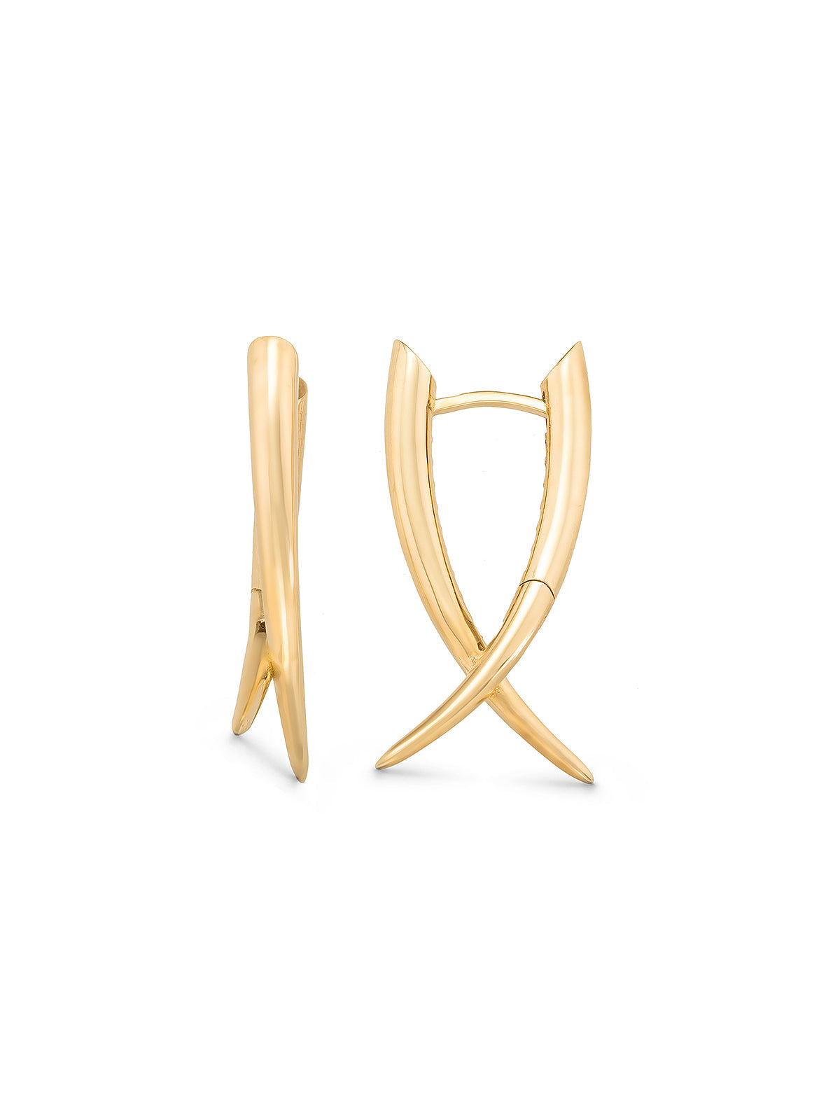X Form Domed Earrings in 14K Gold by Elef Jewelry