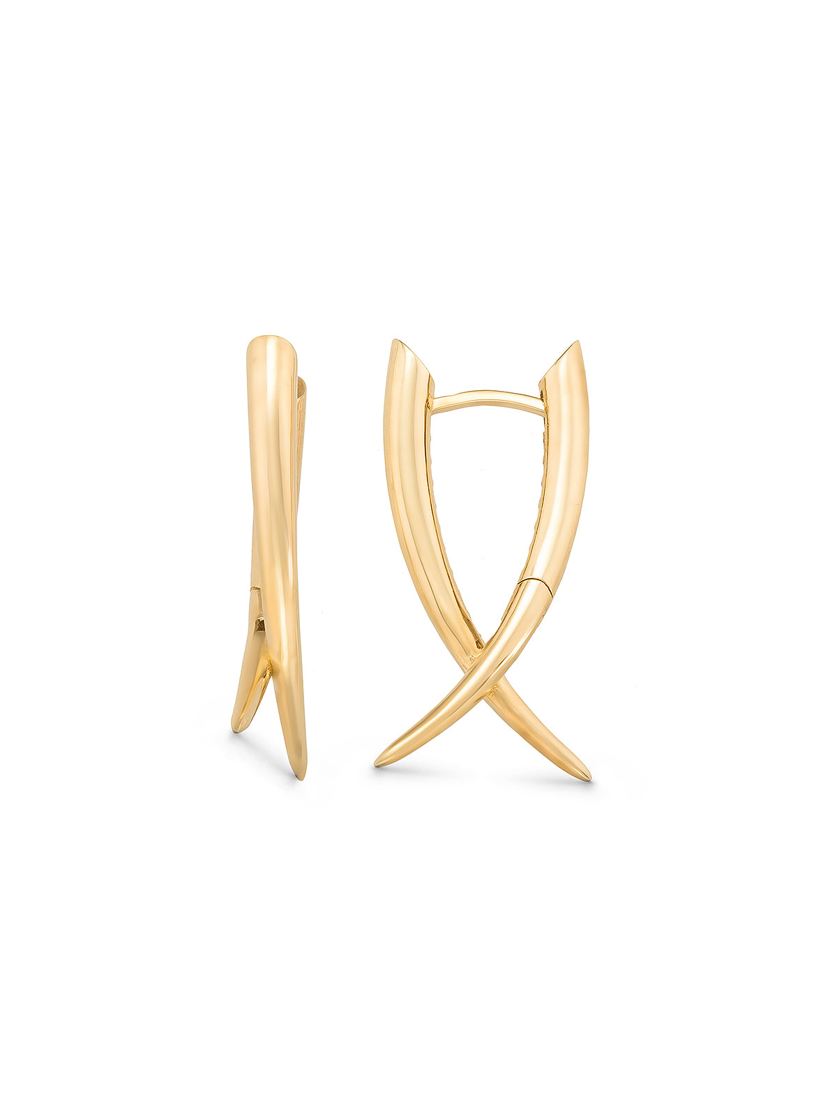 X Form Domed Earrings in 14K Gold by Elef Jewelry