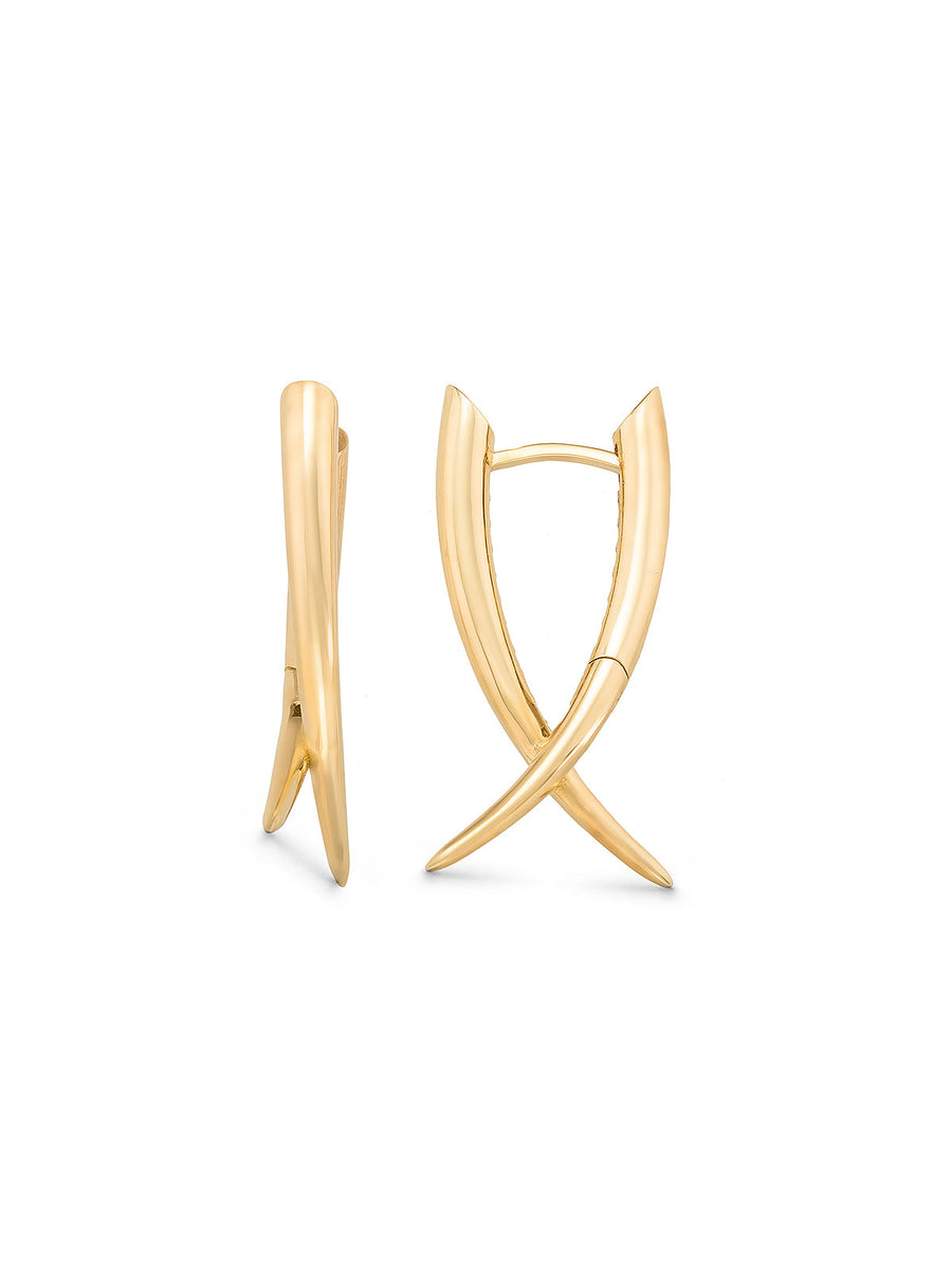 X Form Domed Earrings in 14K Gold