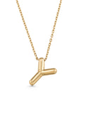 Letter Y Classic Initial Necklace in 14K Gold by Elef Jewelry