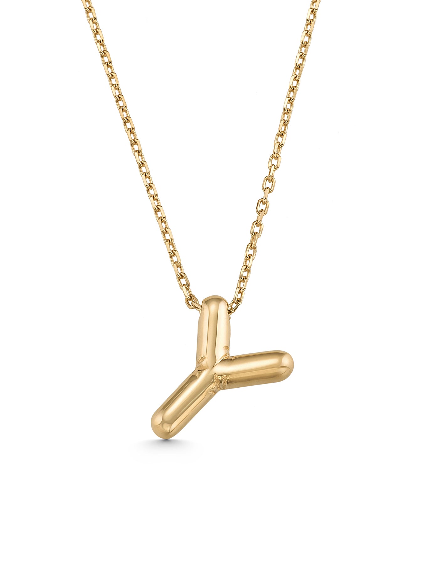 Letter Y Classic Initial Necklace in 14K Gold by Elef Jewelry