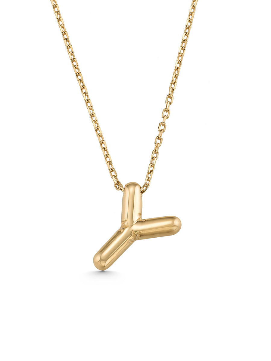 Letter Y Classic Initial Necklace in 14K Gold