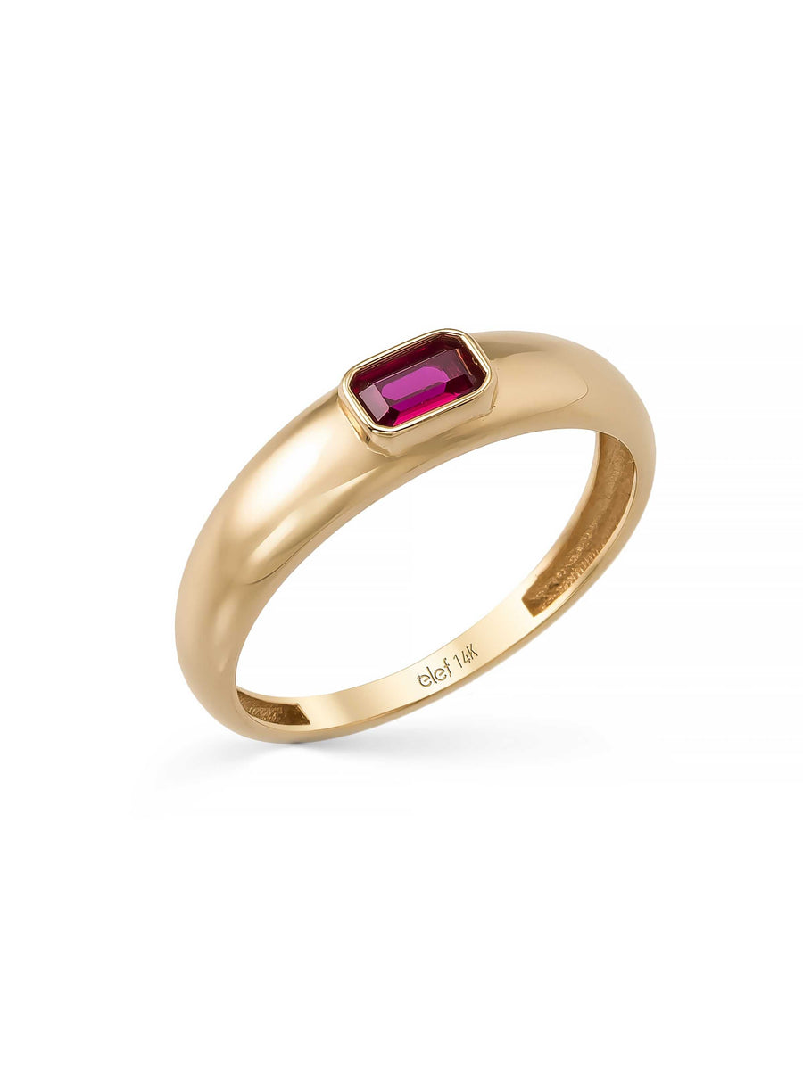 Ruby-Inspired Stone Ring in 14K Gold