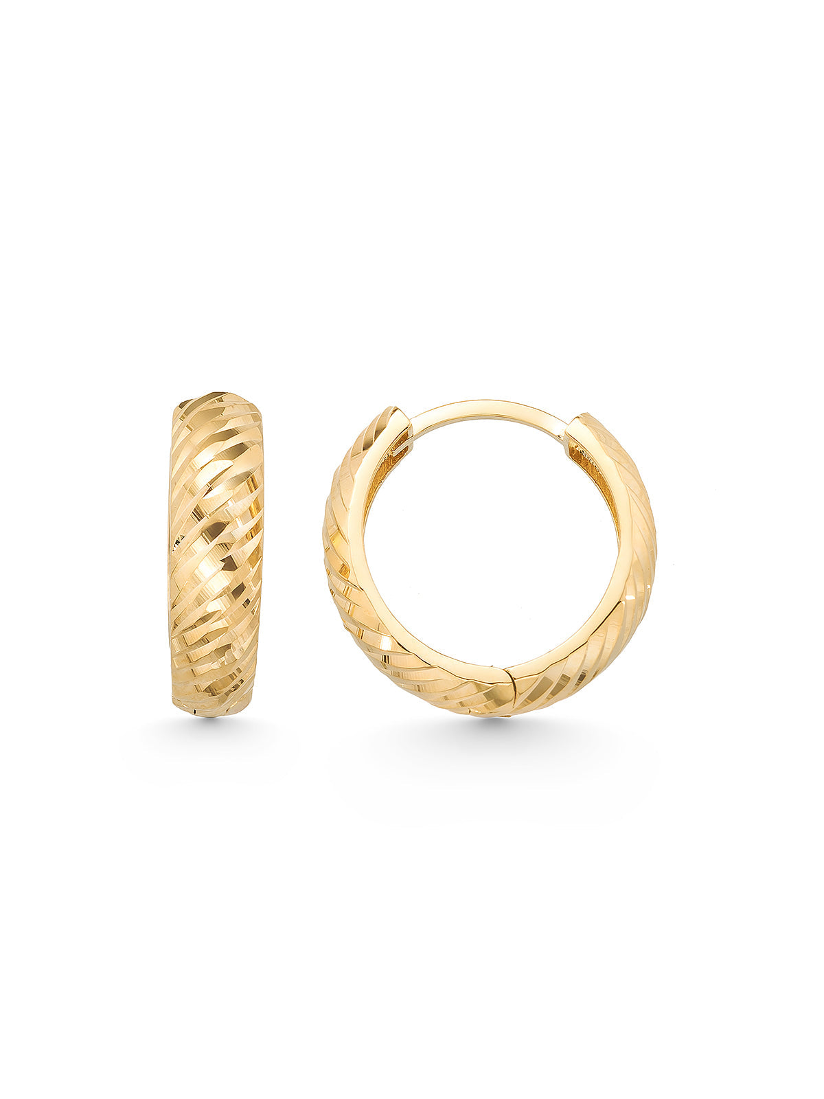 Half Domed Embroidered Hoop Earrings in 14K Gold by Elef Jewelry