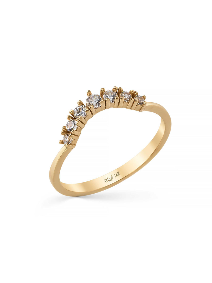 Half Mouth Diamond-Inspired Ring in 14K Gold