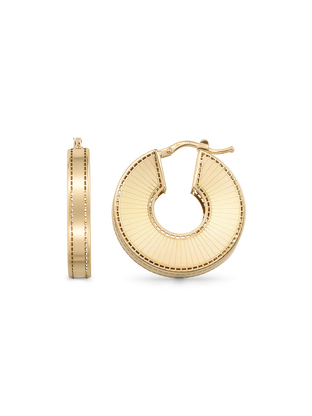 Half Moon Patterned Domed Earrings in 14K Gold by Elef Jewelry