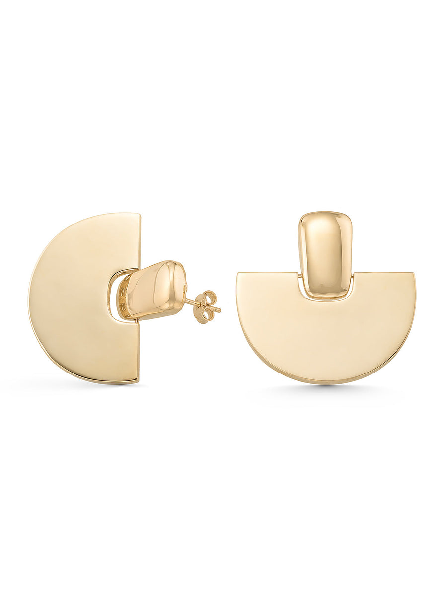 Half Daire Form Earrings in 14K Gold