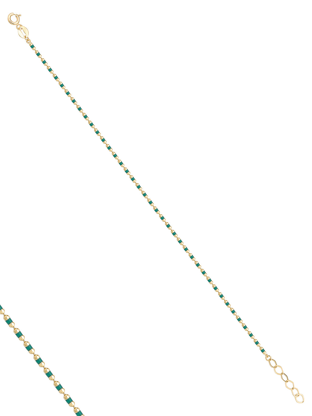 Green Enamel Row Bracelet in 14K Gold by Elef Jewelry