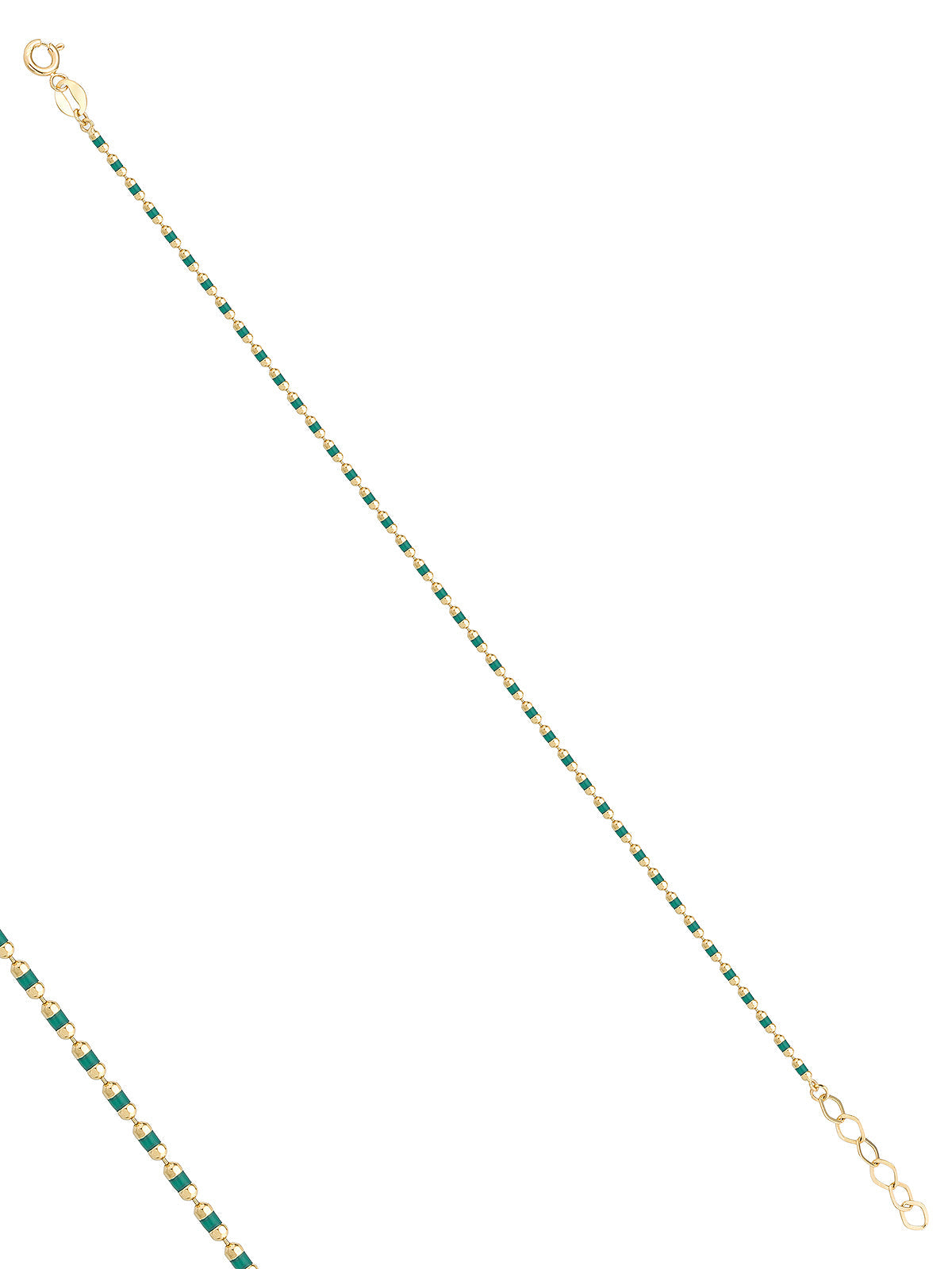 Green Enamel Row Bracelet in 14K Gold by Elef Jewelry