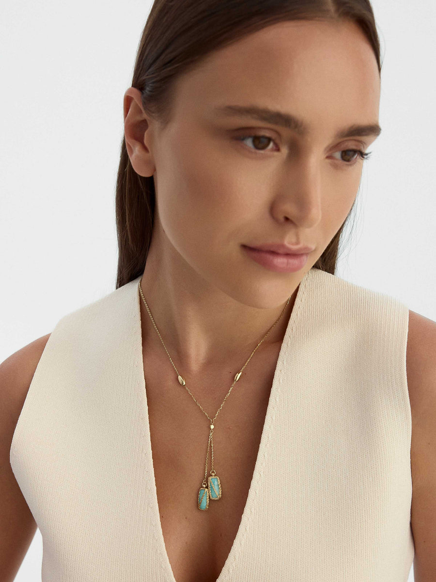 Green Stone Necklace in 14K Gold