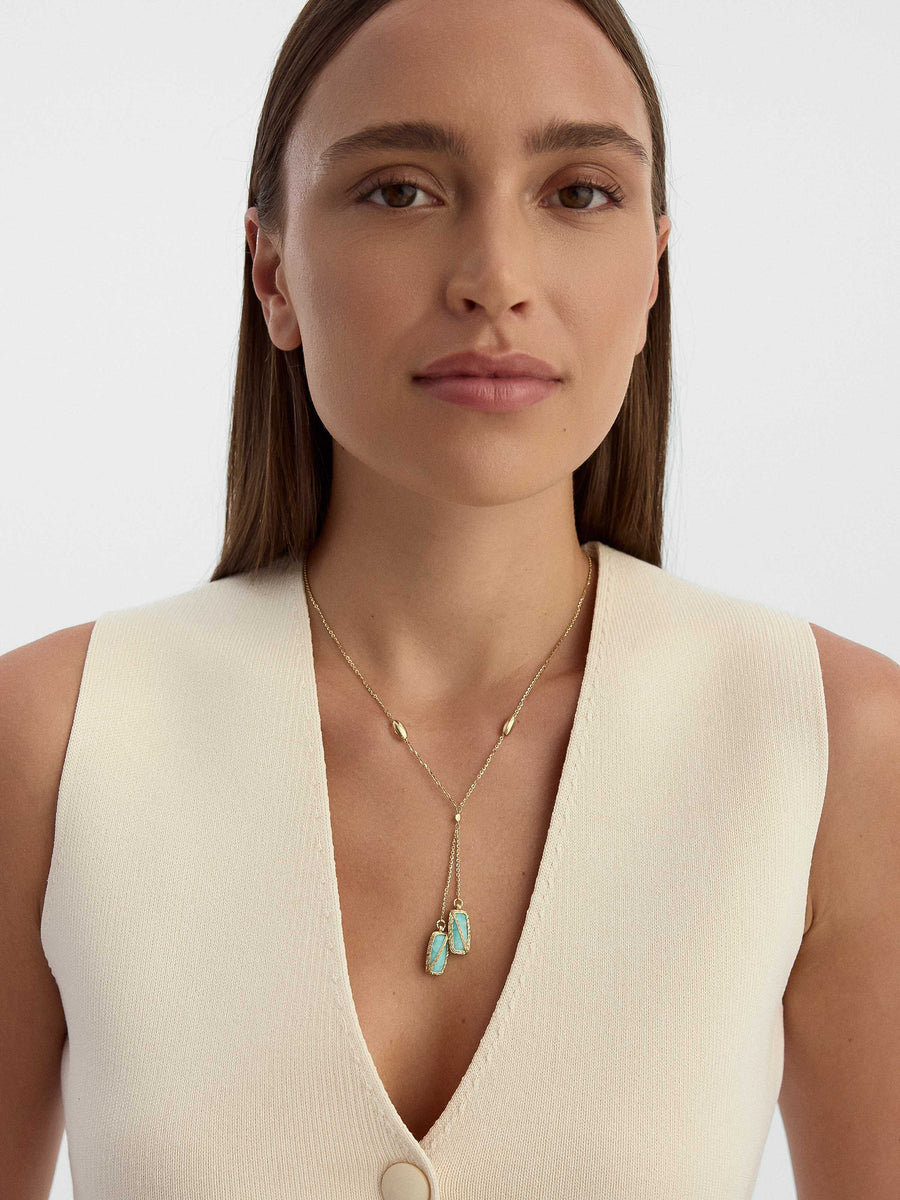 Green Stone Necklace in 14K Gold