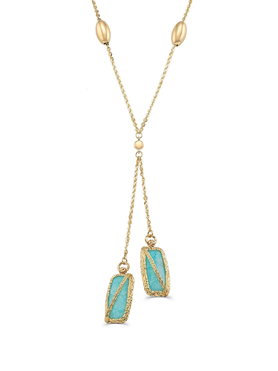 Green Stone Necklace in 14K Gold
