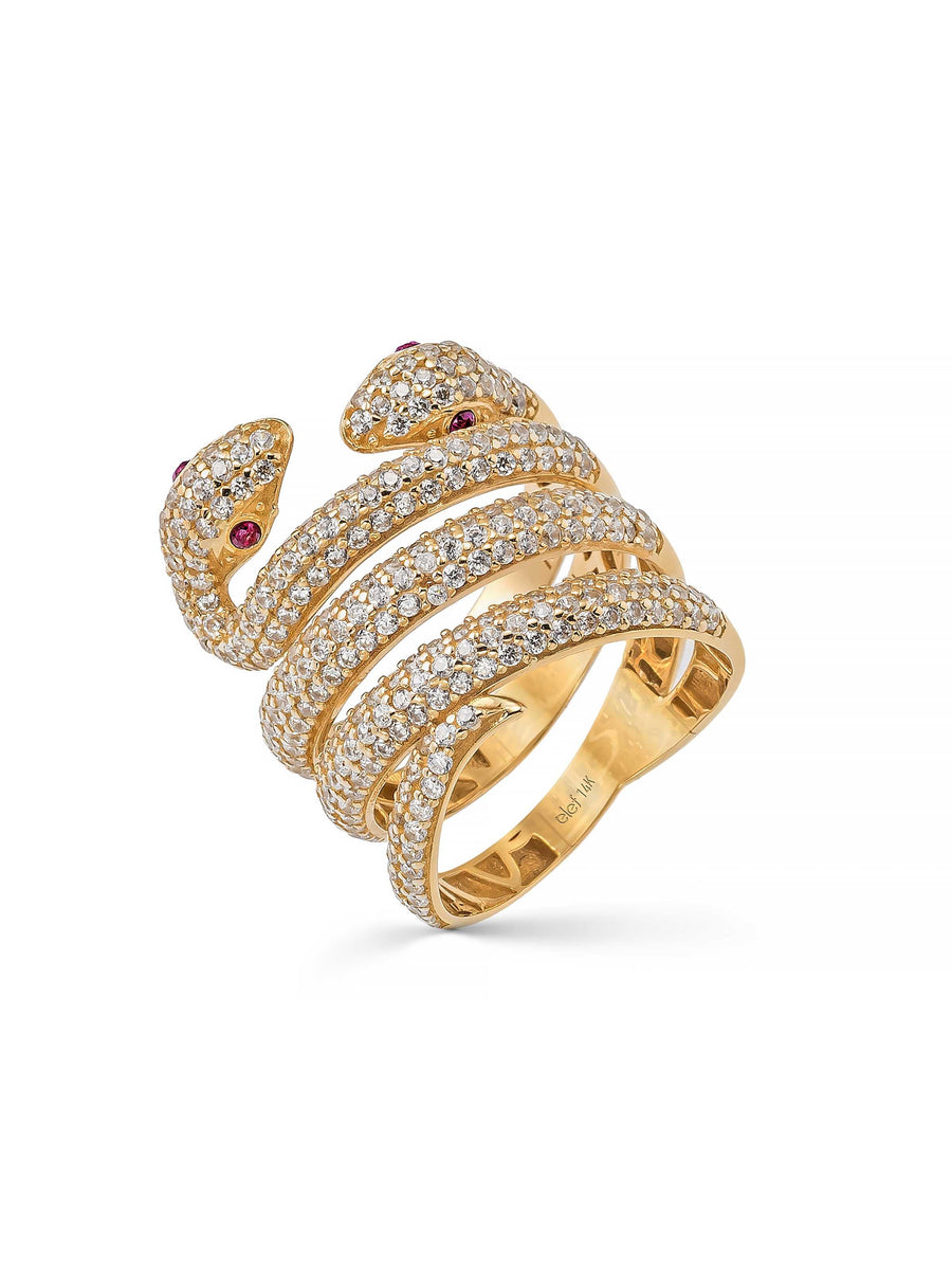 Snake Diamond-Inspired Ring in 14K Gold