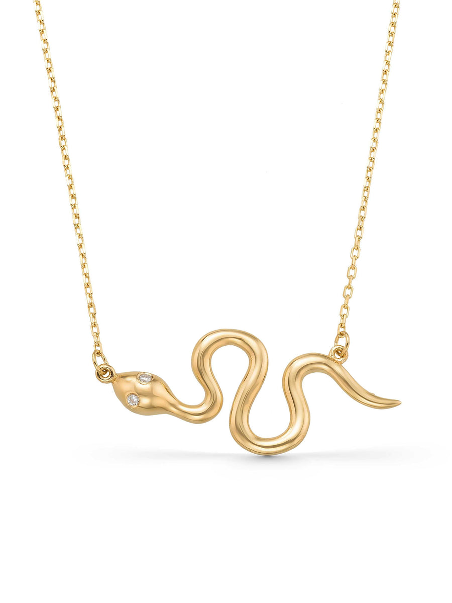 Snake Stone Necklace in 14K Gold