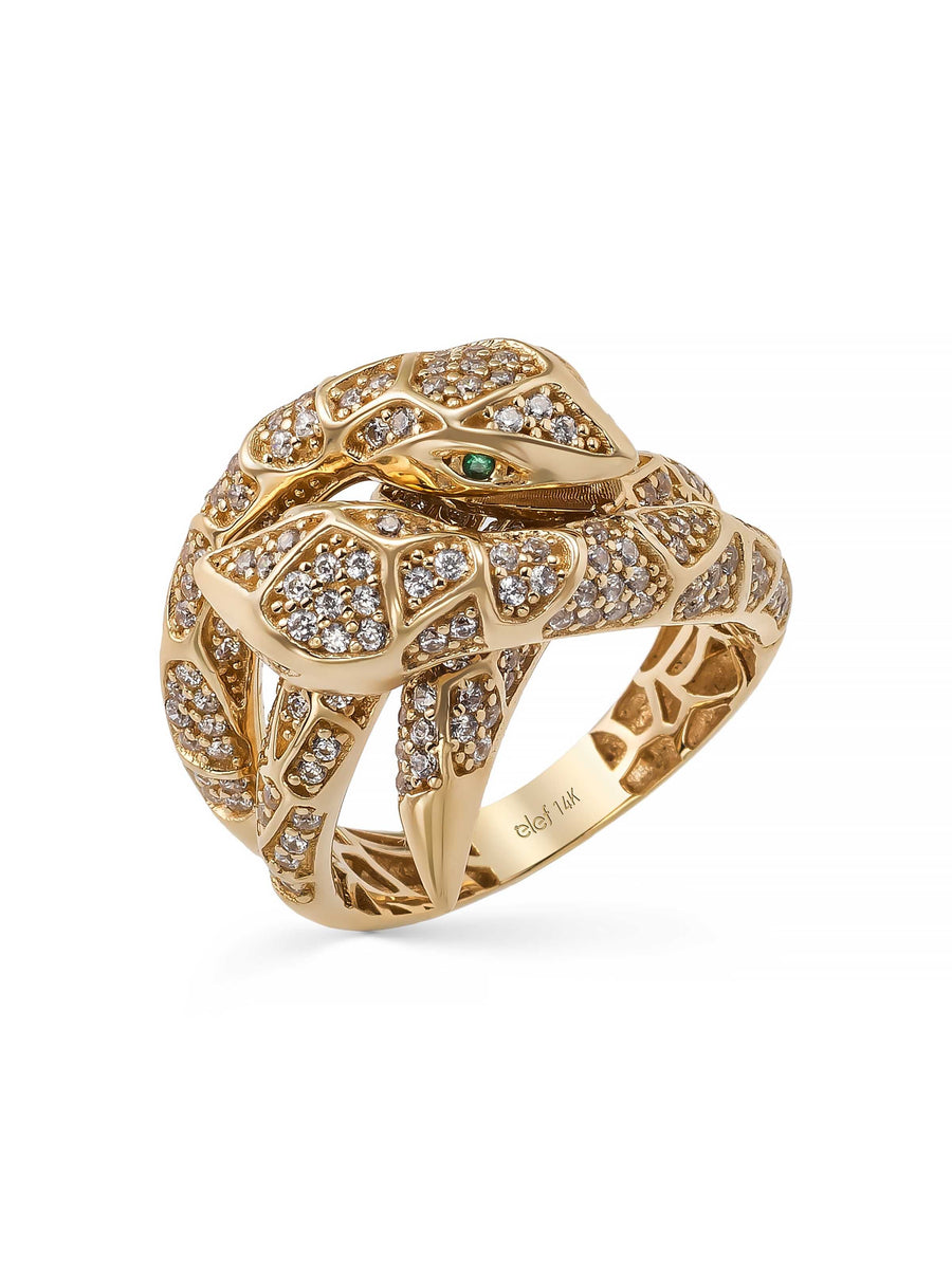Snake Stone Ring in 14K Gold
