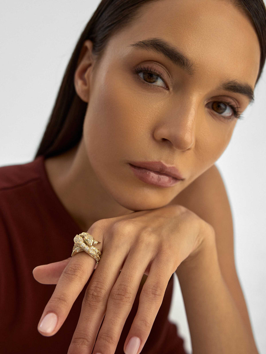 Snake Stone Ring in 14K Gold