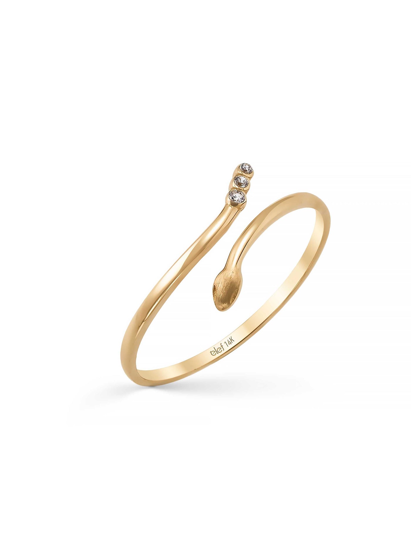 Snake Form Stone Accents Ring in 14K Gold by Elef Jewelry