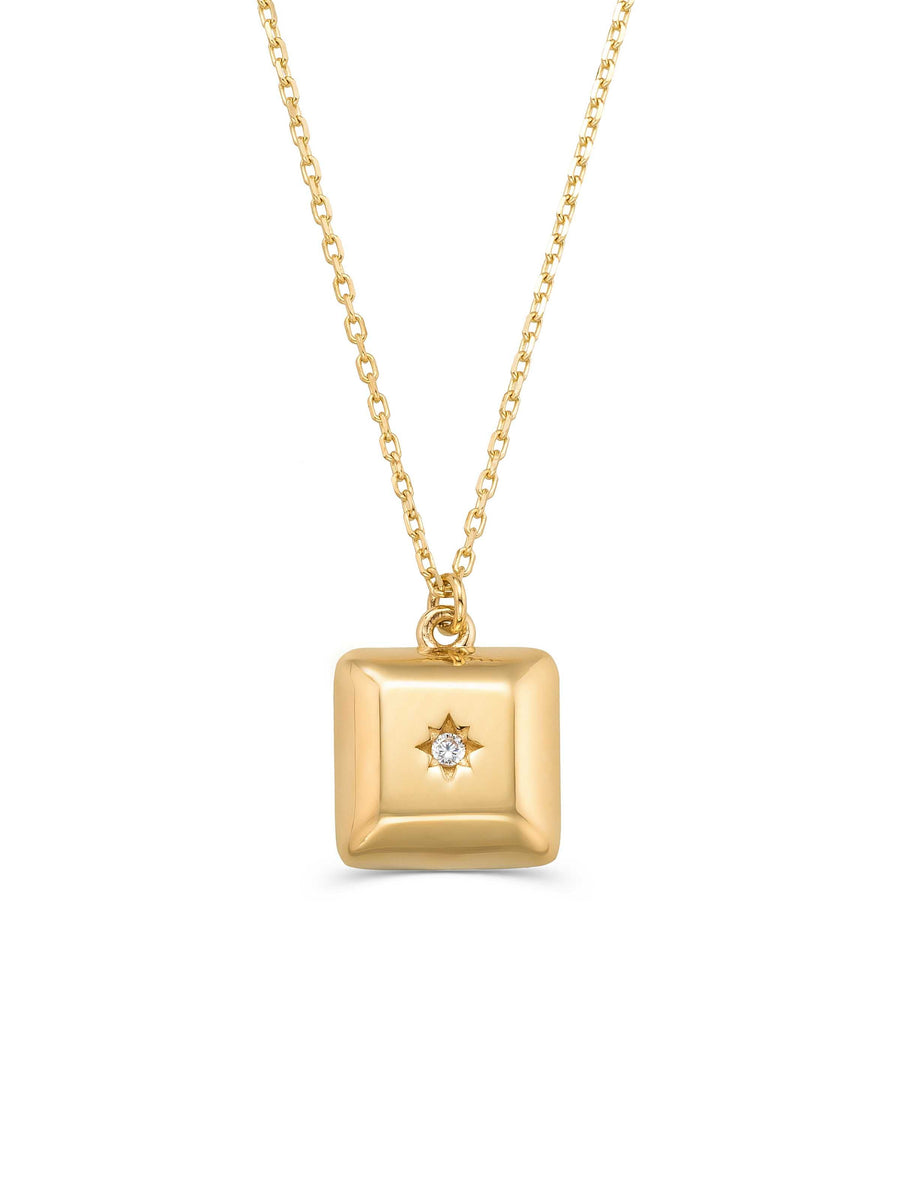 Star Square Form Necklace in 14K Gold