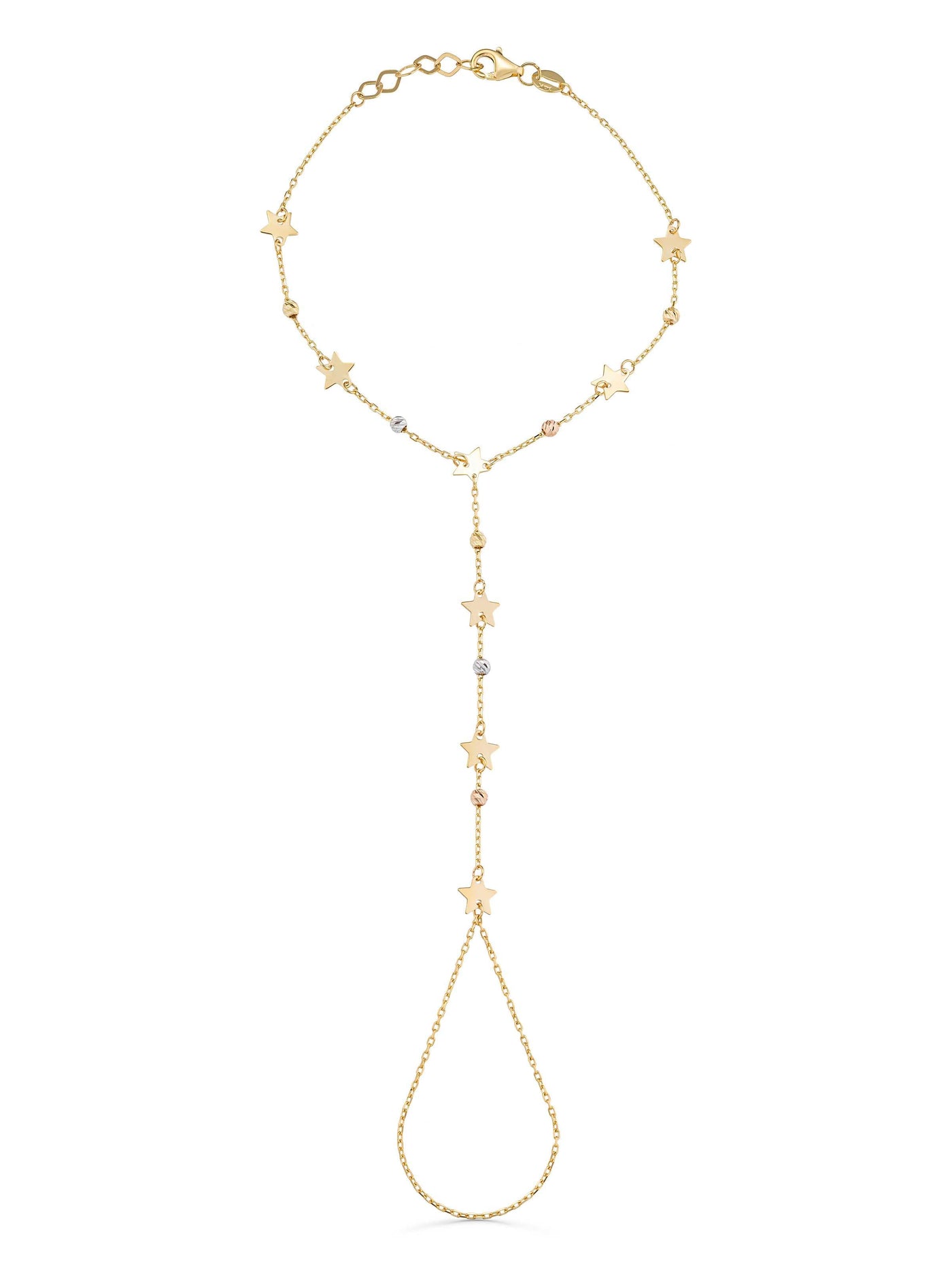 Star Dorika Bead Hand Chain in 14K Gold by Elef Jewelry