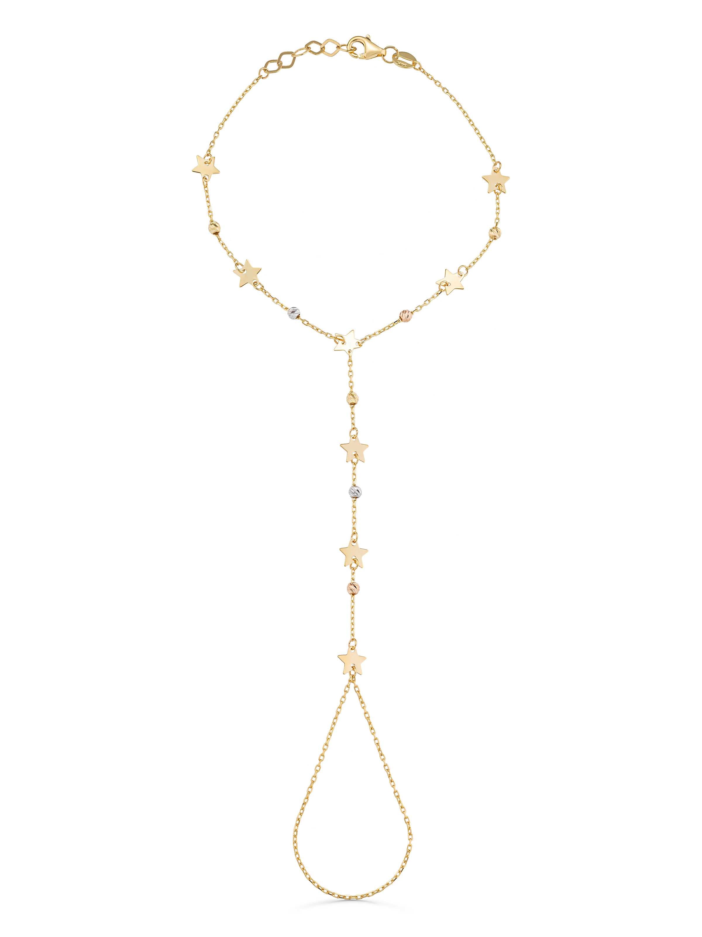Star Dorika Bead Hand Chain in 14K Gold by Elef Jewelry