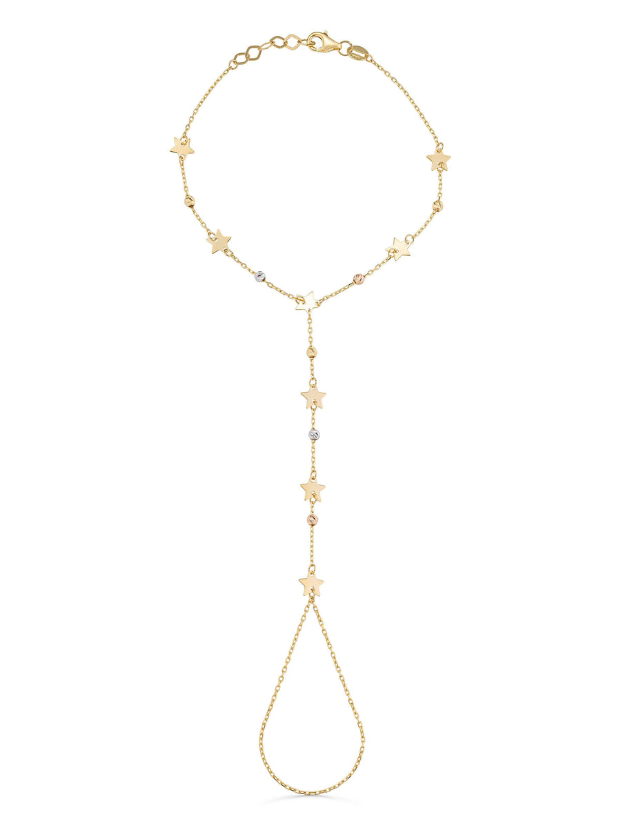Star Dorika Bead Hand Chain in 14K Gold