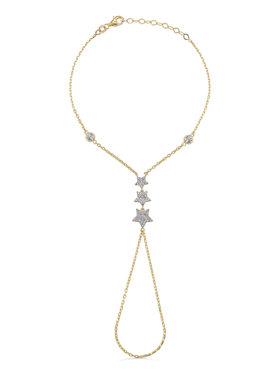 Star Zircon Stone Hand Chain in 14K Gold